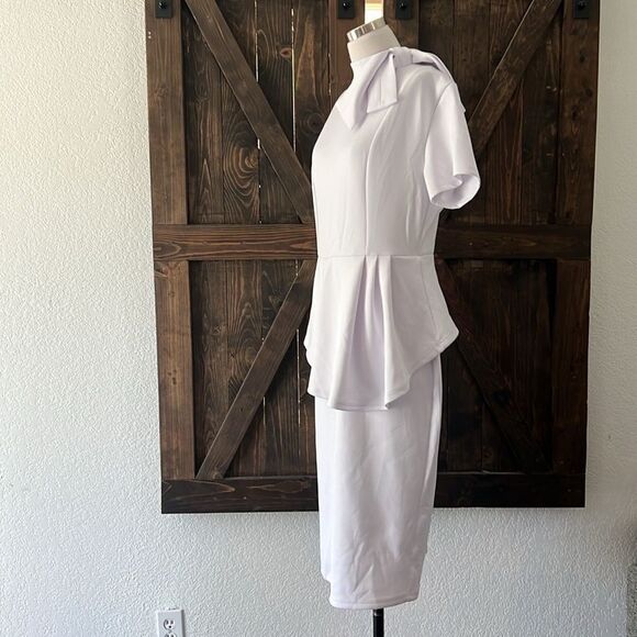 Elegant Strechy Peplum Bodycon Short Sleeve Work Dresses Bow Club Ruffle… - Picture 6 of 15